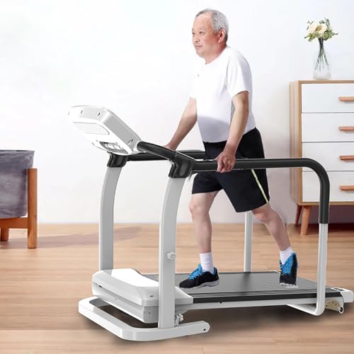 Image of Walking Pad Treadmill with Long Handrail for Senior, Foldable Recovery Fitness Exercise Machine for Home, 2HP Portable Treadmill in LCD Display, Incline Adjustable