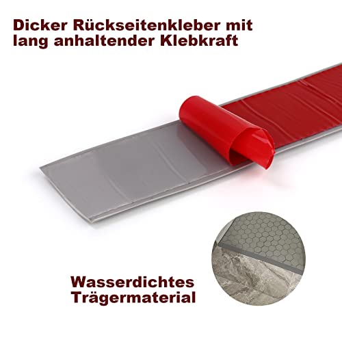 Grau Übergangsprofil Wasserdicht Selbstklebend 5cm Breit Vinyl Übergang Sschiene | Boden-Leiste Zum Vinyl Übergangs-für Fußböden | Ungelochte Abdeckleiste | Bodenprofil | Türschwelle Zum Kleben 3m