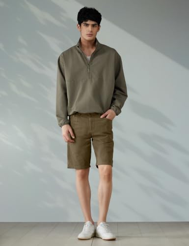 Image of The Indian Garage Co Men Slim Fit Solid Mid-Rise Chino Shorts