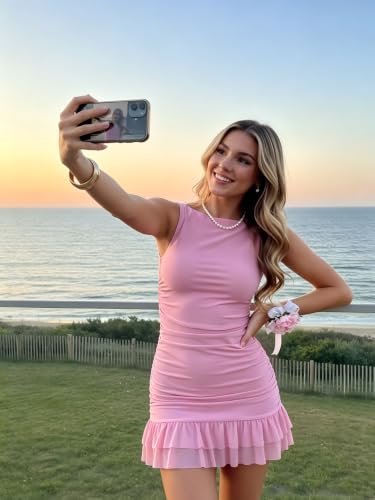 Image of HOCILLE Women's Sexy Bodycon Boat Neck Mini Homecoming Party Dress