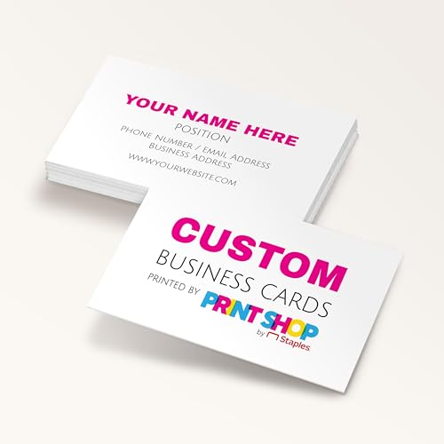 Staples - Custom Business Cards - 16 pt Matte Finish, Double Sided - Personalized Business Cards 2W' x 3.5L'