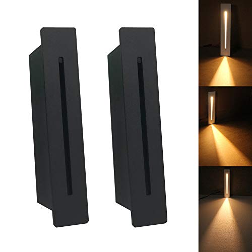 Haixin LED Encastré Escalier Lumière Étape Lumière 220 V Intérieur Coin Applique Murale Étape Décoration Lampe Couloir Escalier Lampe Avec, 2 pièces, blanc chaud, Noir
