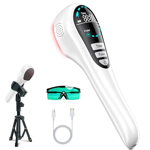 Yeerain Handgerät Kaltes Rotlicht Therapiegerät, 5 Modi, 808 nm & 650 nm LLLT Cold Laser Therapie Gerät, Red Light Therapy Device für Muskel, Gelenk, Rücken und Knieschmerzen, für Hunde Katzen