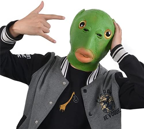 Voyiparty Green Fish Mask Funny Halloween Masks Silly Stupid Animal Rubber Mask Full Head Fancy Dress Party Cosplay