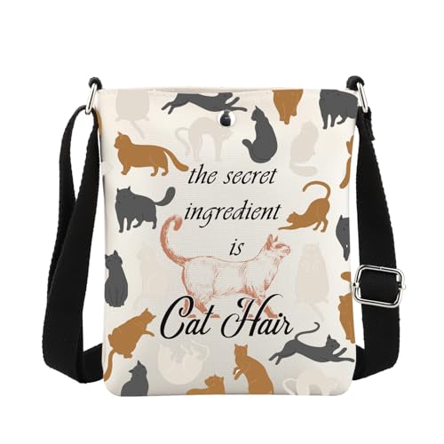 MBMSO Cat Crossbody Bag Cat Lover Gifts the Secret Ingredient Is Cat Hair Cat Mom Crossbody Purse Cat Lady Gift for Cat Owner