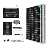 Renogy Solaranlage Komplettset Inselanlage 700W 24V 3KWH Garten,Balkon,Dach,Balkonkraftwerk:4 * 175W Solarpanels,2 * 50Ah 24V Batterie Bluetooth,30A MPPT Laderegler