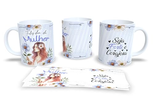 Caneca de Cerâmica 325ml Dia da Mulher, Colorida, com Ilustração