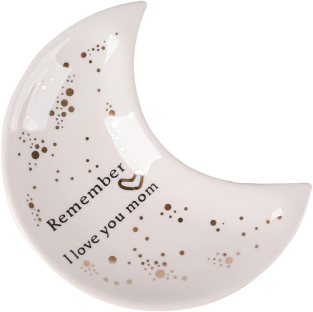 OSALADI Ceramic Moon Jewelry Tray White Desktop Storage Dish Display