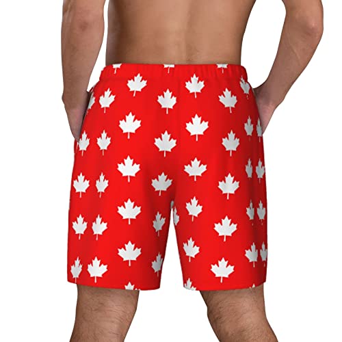 Mens Swim Trunks with Compression Lined Canada Flag Maple Leaf Quick Dry Swim Shorts4