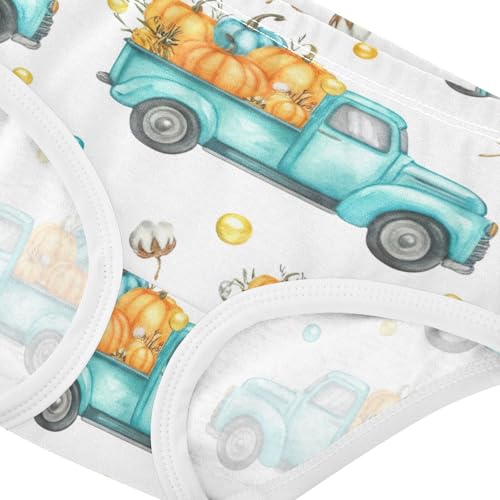Girls Underwear Toddlers 2t Cotton Little Girl Panties Stylish Briefs Underpants Vintage Trucks Pumpkins White4