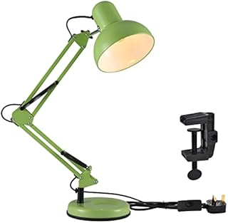TEKLED® LED Desk Lamp | Adjustable Swing Arm | Replaceable E27 Edison Screw Bulb Holder | Flexible Table Clamp | for Bedside Reading Office Work Architects Students (Swing Arm Green)