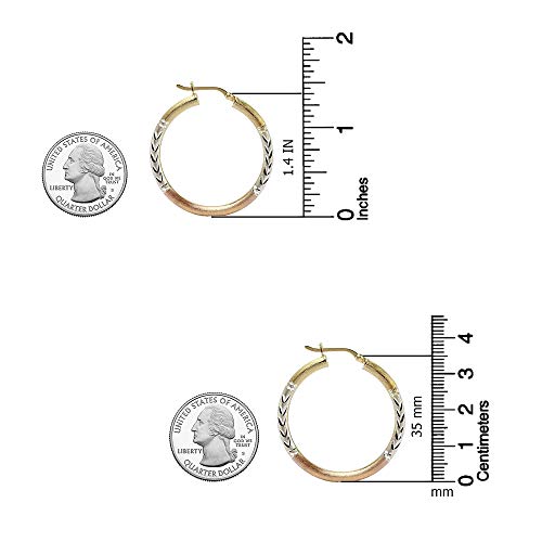 LeCalla 925 Sterling Silver Two-Tone Three-Tone Hoop Earrings | Round Shape Polished Italian Diamond-Cut Twisted Earring Hoops for Women4