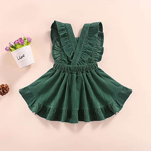 Mersariphy Baby Girls Suspender Dress Infant Embroidered Straps Skirt Overall Dresses Winter Fall Clothes (Green, 2-3 T) #TOP3
