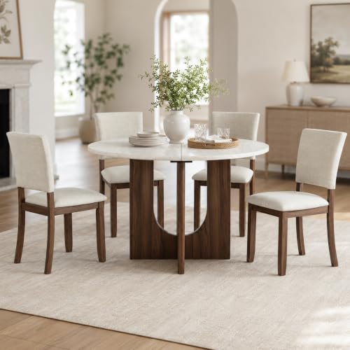 Stella Mia 47.3" Round White Dining Set