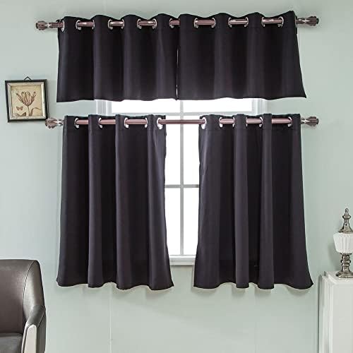 Rideaux Courts LINTAIMES Beige - 2 Panneaux 66x114cm - Occultants Pour Cuisine/Salle De Bain