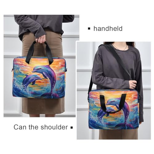 Bolso maletín para laptop con pintura de delfín miniatura 2