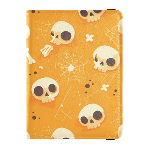 Custodia per passaporto personalizzabile con teschio di Halloween pelle Web con portafoglio porta carte di credito combinato con slot per di vaccino impermeabile