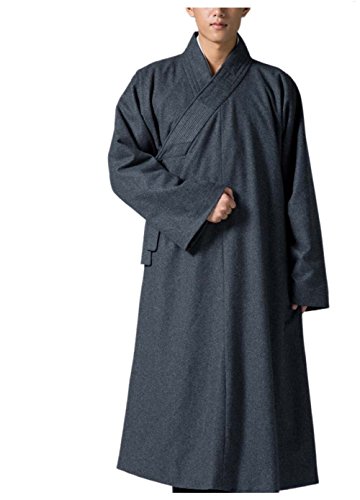 ZanYing Men's Traditional Buddhist Meditation Monk Wool Robe Winter