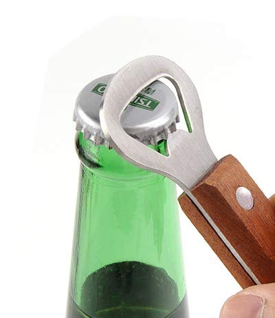 Smart Cook Bottle Opener Can Punch Opener - Dual-Sided Manual Stainless Steel Can Opener With Riveted Wood Handle, Set Of 2 Units #TOP3