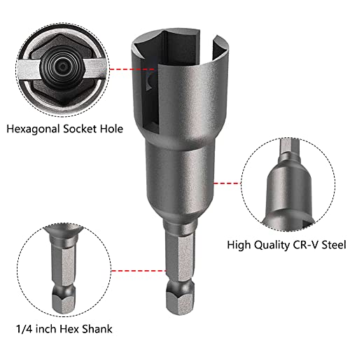 Saipe 5 Pcs Power Wing Nut Driver Set With 1/4 Inch Hex Shank Slot Wing Nuts Drill Bit Socket Wrenches Tools Set For Panel Nuts Screws Eye C-Hook Bolt, Q-Hanger (10/12/14/16/18Mm) #TOP2