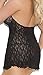 Cute Sheer Patterned Lace Halter Mini Dress Night Gown Pajama Lingerie (One Size Fits Most (S/M/L/XL), Black)