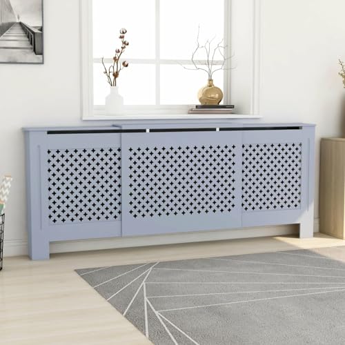 Rantry MDF Radiator Cover Grey 205 cm, Radiator Cover Grill Shelf Cabinet, Heater Covers Modern Radiators Shelf, Hallway Decorative Wall Cabinets for Living Room 1386 Heating Radiator Accessories