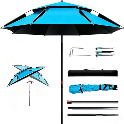 Ombrellone da spiaggia, resistente al vento, stabile, girevole a 360°,