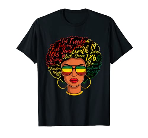 Día de la Libertad de junio 1865 Afro Word Art Black Queen Camiseta