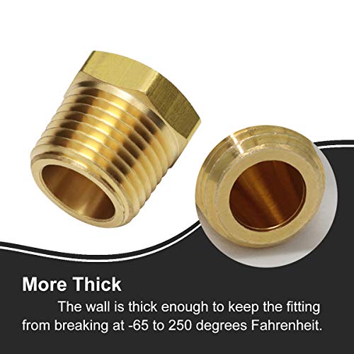 Boeray 2pcs 1/2 Inch NPT Male to 1/4 Inch NPT Female Reducer Brass Pipe Hose Tube Fitting Reducing Hex Head Bushing Adapter Convert by boeray - Image 4