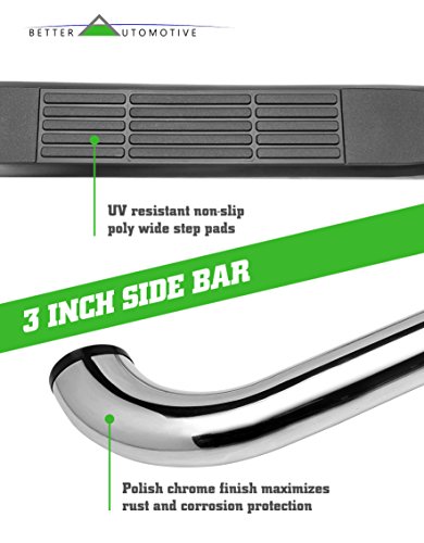 Better Automotive Side Steps Running Boards For 1999-2016 Ford F250 / F350 / F450 / F550 Super Duty Regular Cab Truck Pickup 3” Stainless Steel Side Bars Nerf Bars #TOP3