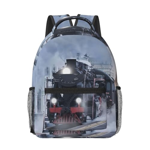 Sac à dos écolier Train à vapeur Depart Sunset noir confortable taille unique