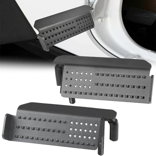 BystralX Non-Slip Foot Pegs Doors Off for Wrangler JK JKU JL JLU 2007-2025 & Gladiator JT 2020-2025 120 Ergonomic Metal Foot Rests with US Flag Design