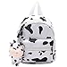 Produktbild Simmpu Kuh-Print Rucksack Mini Rucksack,Kleiner Rucksack für Damen mit Rucksack Kuh Drucken Mit Anhänger niedlicher Rucksack für Damen, Mädchen, Outdoor, Reisen, Einkaufen (weiß)