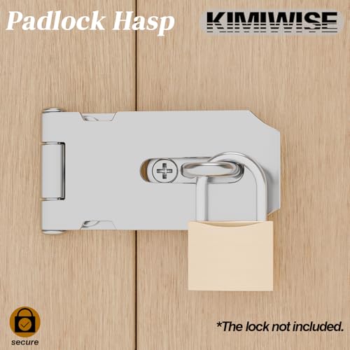 KIMIWISE Stainless Steel Hasp Latch, Heavy Duty Hardware Padlock Latch Can be Used on Gates, Bedroom Doors, Cabinets, Sheds, 3 Inch Safety Door Hasp Latch Lock Comes with Screws, Silver, 1 Pack - Thumbnail 6