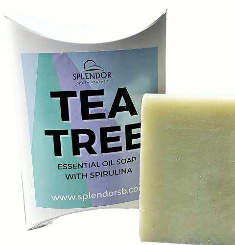 Splendor Tea Tree (5 oz) Pure Coconut Oil Soap Bar Handmade, Vegan, Natural, Moisturizing. Acne, Eczema, Jock Itch and Body Odor for Hand, Body and Face