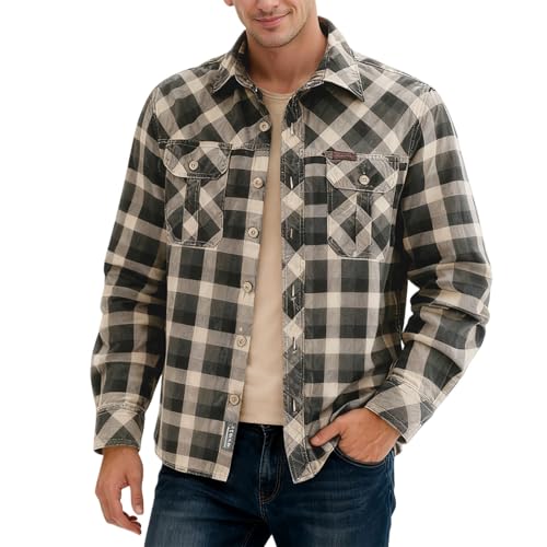 Chemise traditionnelle à carreaux homme coupe droite look bûcheron