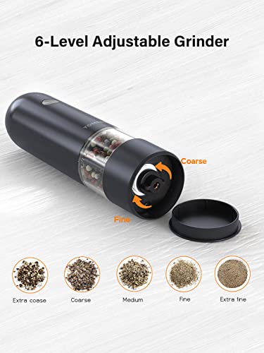 Electric Salt And Pepper Grinder Set - Usb Rechargeable One Hand Operation Automatic Pepper Grinder And Salt Grinder With Adjustable Coarseness & Led Light #TOP2