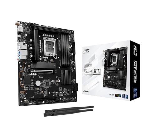 ASRock B860 Pro A WiFi 6E Intel Core Ultra DDR5 8666 MHz 256GB M.2 LGA1851 ATX Motherboard BIOS Flashback SATA3 6.0 Gb/s PCIe 5.0