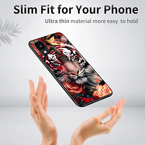 Image of for Alcatel TCL 30Z T602DL Phone Case, Soft TPU Slim Fit TCL 30Z for Women Girls, Anti Scratch Non-Slip Protective Shockproof Rubber Cover for Alcatel TCL 30Z, Flower Tiger