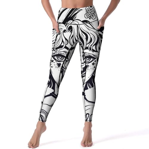 Legging femmes anti glissement taille haute pour le sport et la gym S