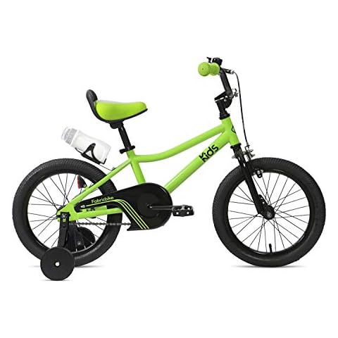 FabricBike KIDS - Kids Bicycle with pedals for boys and girls, Removable training wheels, brakes, 12” and 16” inch wheels, 4 Colors (Light Green, 16": 3-7 years (96cm - 120cm high)) Cover