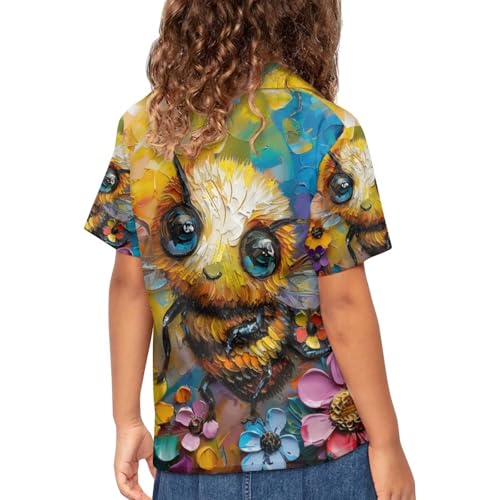 Image of PinUp Angel Funky Casual Hawaiian Shirt Kids Boys Girls Art Oil Painting Animal Pattern Short Sleeve Unisex Beach Shirt