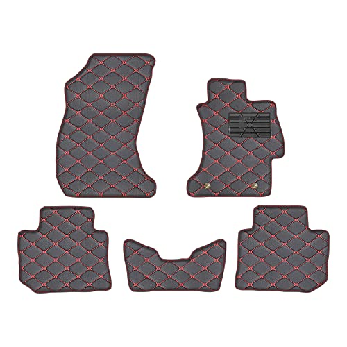 カーマット 適用 スバル WRX STI/S4 2014-2021 フロアマット 車用 防水 汚れ防止 PUレザーフロアマット 軽自動車 フロント 黒+赤線