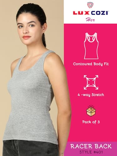 Image of Lux Cozi Women Cotton Racerback Tank Top | Pack of 3