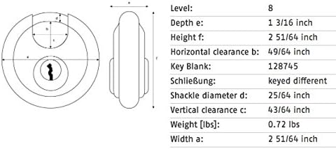 Technical diagram of ABUS 26/70 Diskus Padlock dimensions