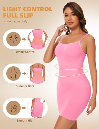 Image of SLIMBELLE Shapewear Dress Slip for Women Tummy Control Adjustable Spaghetti Full Slip Seamless Body Shaper for Under Dresses