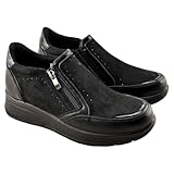 amarpies - Zapatos Muy cómodos con Plantilla Acolchada extraíble y Doble Cremallera 044267 Sintético Mujer Color: Negro Talla: 39