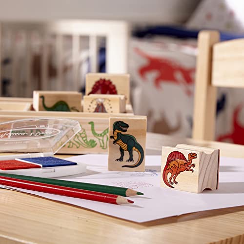 Melissa & Doug Wooden Stamp Set: Dinosaurs - 8 Stamps, 5 Colored Pencils, 2-Color, Arts And Crafts, Washable Ink Pads, Stamps For Kids Ages 4+ #TOP1