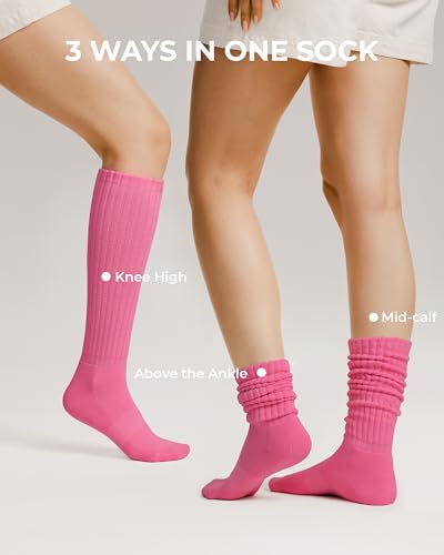 Image of FITRELL Slouch Socks for Women, 3 Pairs Soft Cotton Knee High Scrunch Tube Boot Socks