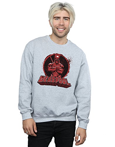 Marvel Men's Deadpool Crossed Arms Logo Sweatshirt Sport Grey Medium